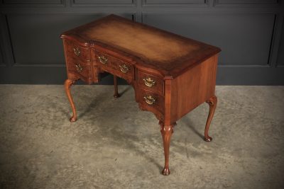 Elegant Walnut Writing Table Desk With Leather Inset Top - Image 6