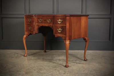 Elegant Walnut Writing Table Desk With Leather Inset Top - Image 7