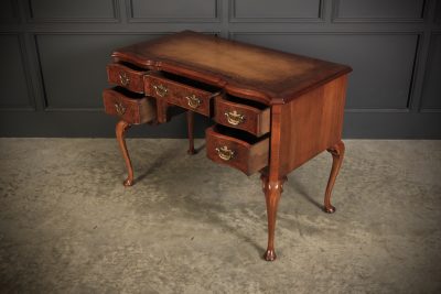 Elegant Walnut Writing Table Desk With Leather Inset Top - Image 8