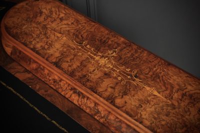 Marquetry Inlaid Burr Walnut Kidney Shaped Writing Table - Image 9