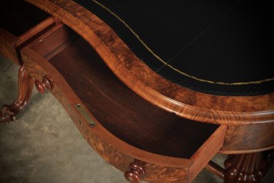 Marquetry Inlaid Burr Walnut Kidney Shaped Writing Table - Image 11