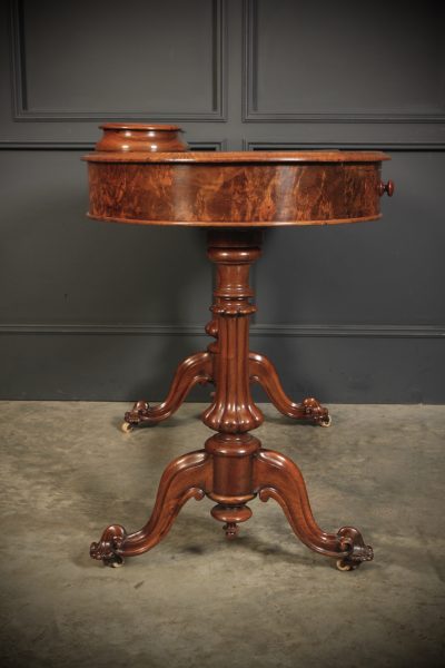 Marquetry Inlaid Burr Walnut Kidney Shaped Writing Table - Image 13