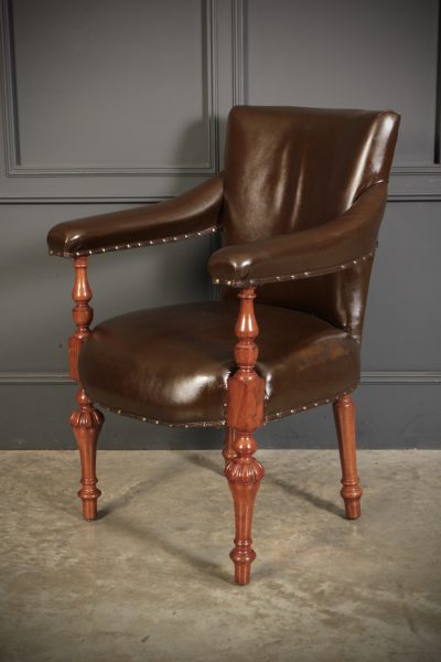 Pair of Victorian Mahogany & Leather Library Armchairs - Image 6