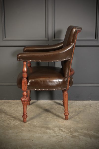 Pair of Victorian Mahogany & Leather Library Armchairs - Image 8