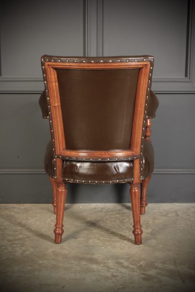 Pair of Victorian Mahogany & Leather Library Armchairs - Image 9