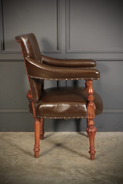 Pair of Victorian Mahogany & Leather Library Armchairs - Image 10